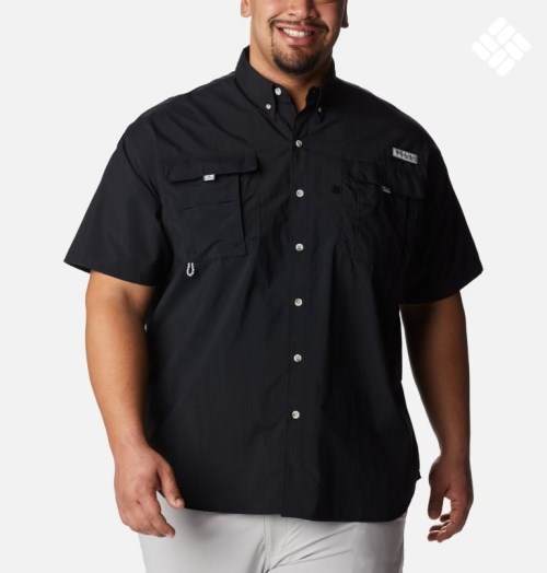 Men's Columbia PFG Bahama II Short Sleeve Shirts Black | Plus Size CA-T56CA